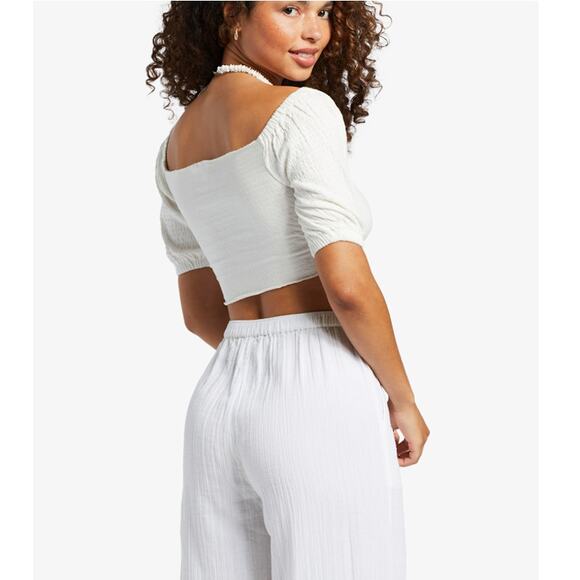 NWT ROXY Snow White Flirty Walk Ruched Cropped Top Size XXL - Picture 2 of 9